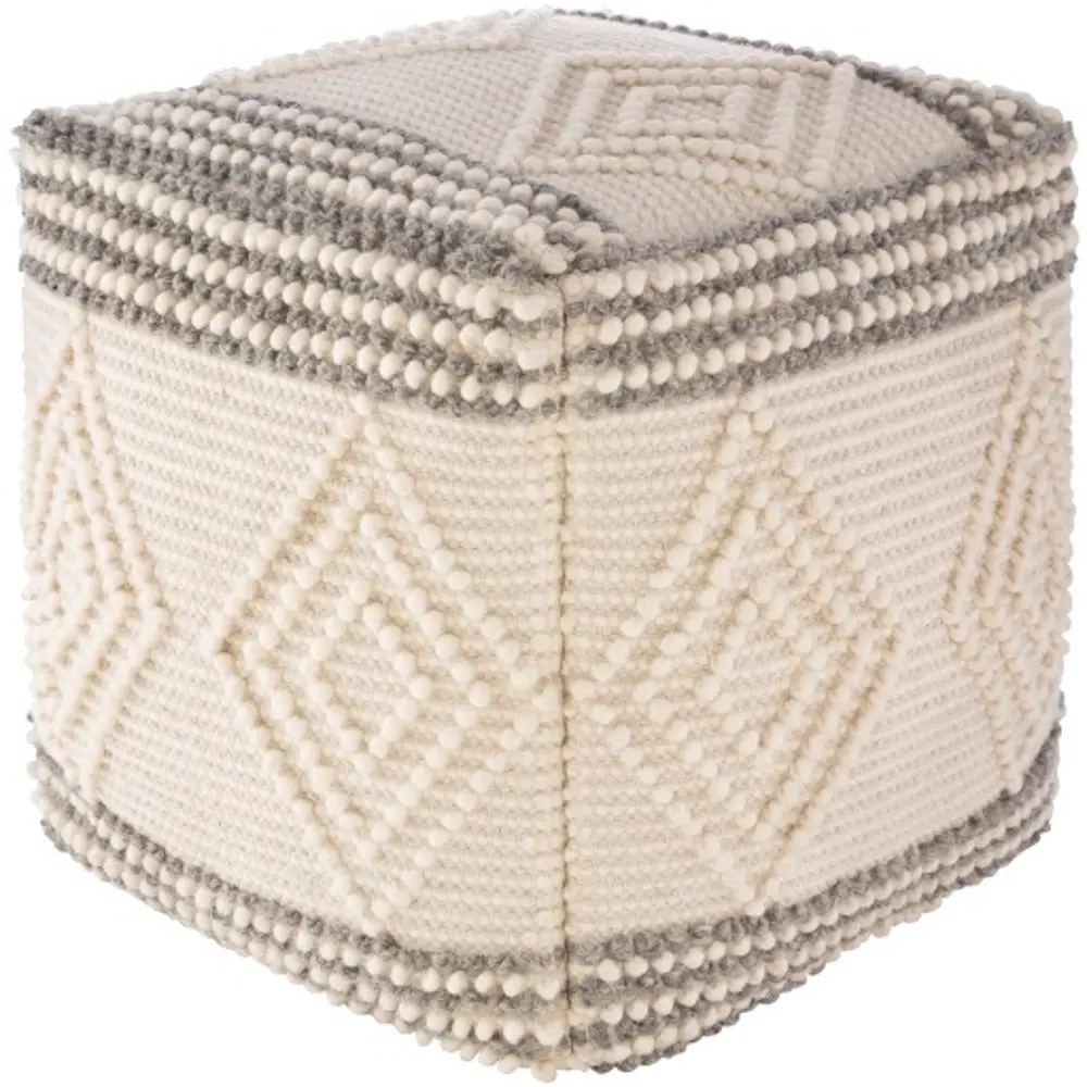 Charcoal and White Hand Woven Pouf - Hygge-1