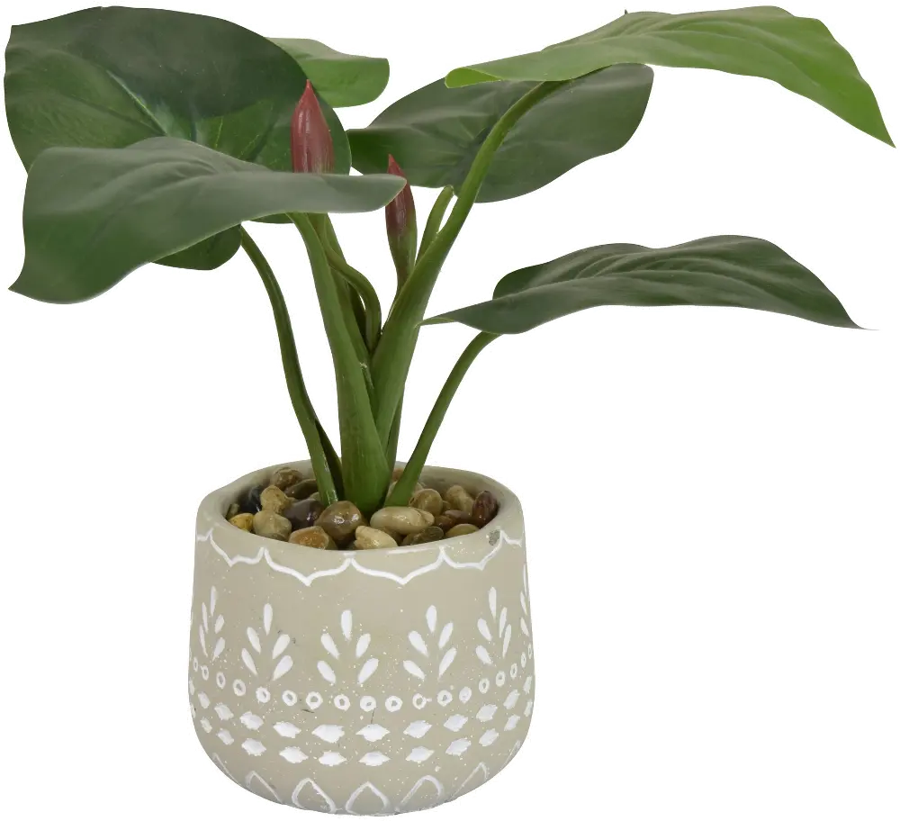 Artificial Green Arrangement in Stone Washed Pot-1