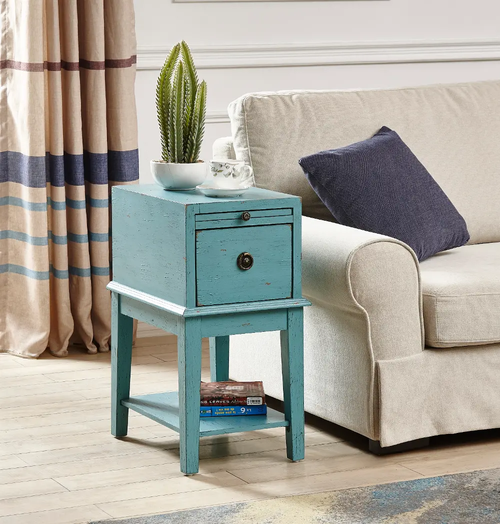39626 Bayford Distressed Blue Chairside Accent Table-1