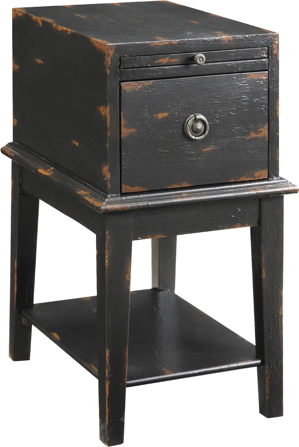 39627 Bayford Distressed Black Chairside Accent Table-1