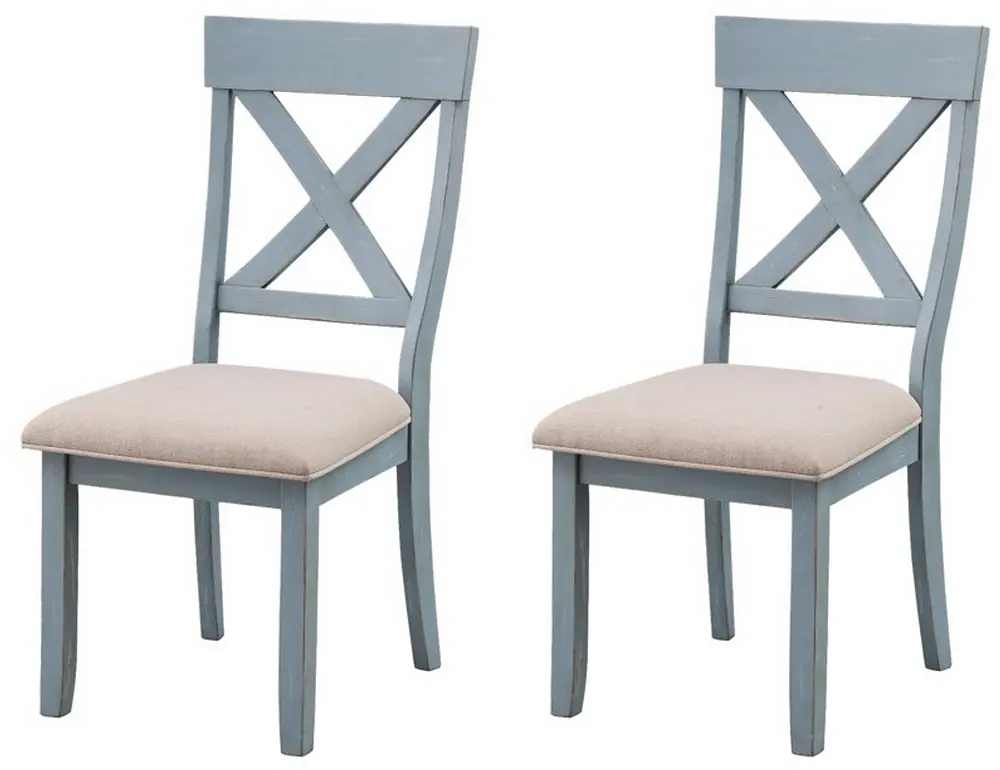 40298 Country Blue Upholstered Dining Room Chair (Set of 2) - Bar Harbor-1