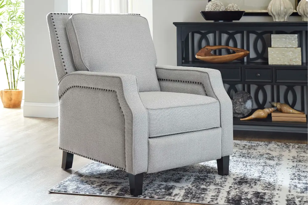 Marble Gray Transitional Pushback Recliner - Portico-1