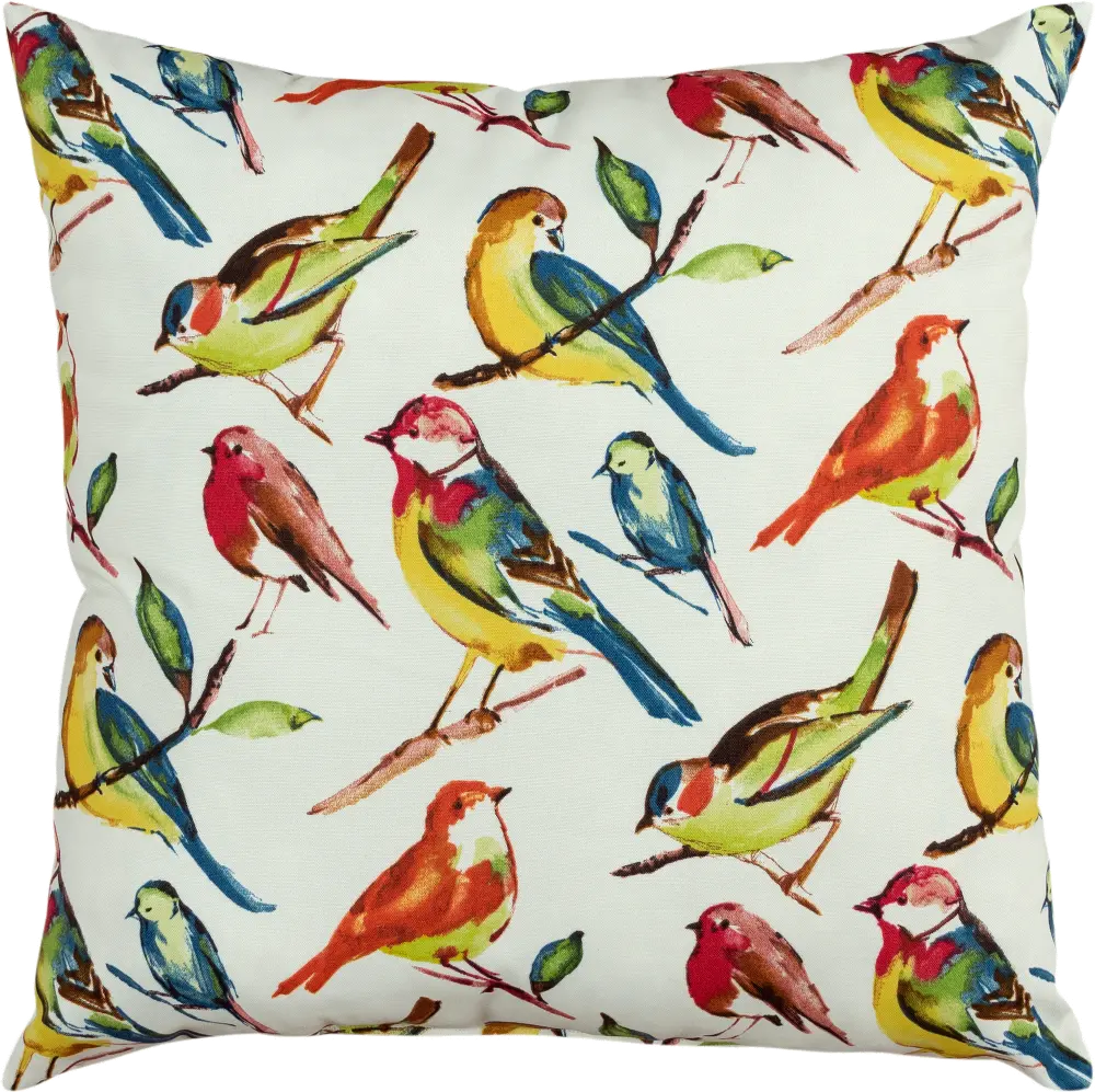22 Inch Multi Brights Bird Indoor-Outdoor Throw Pillow-1