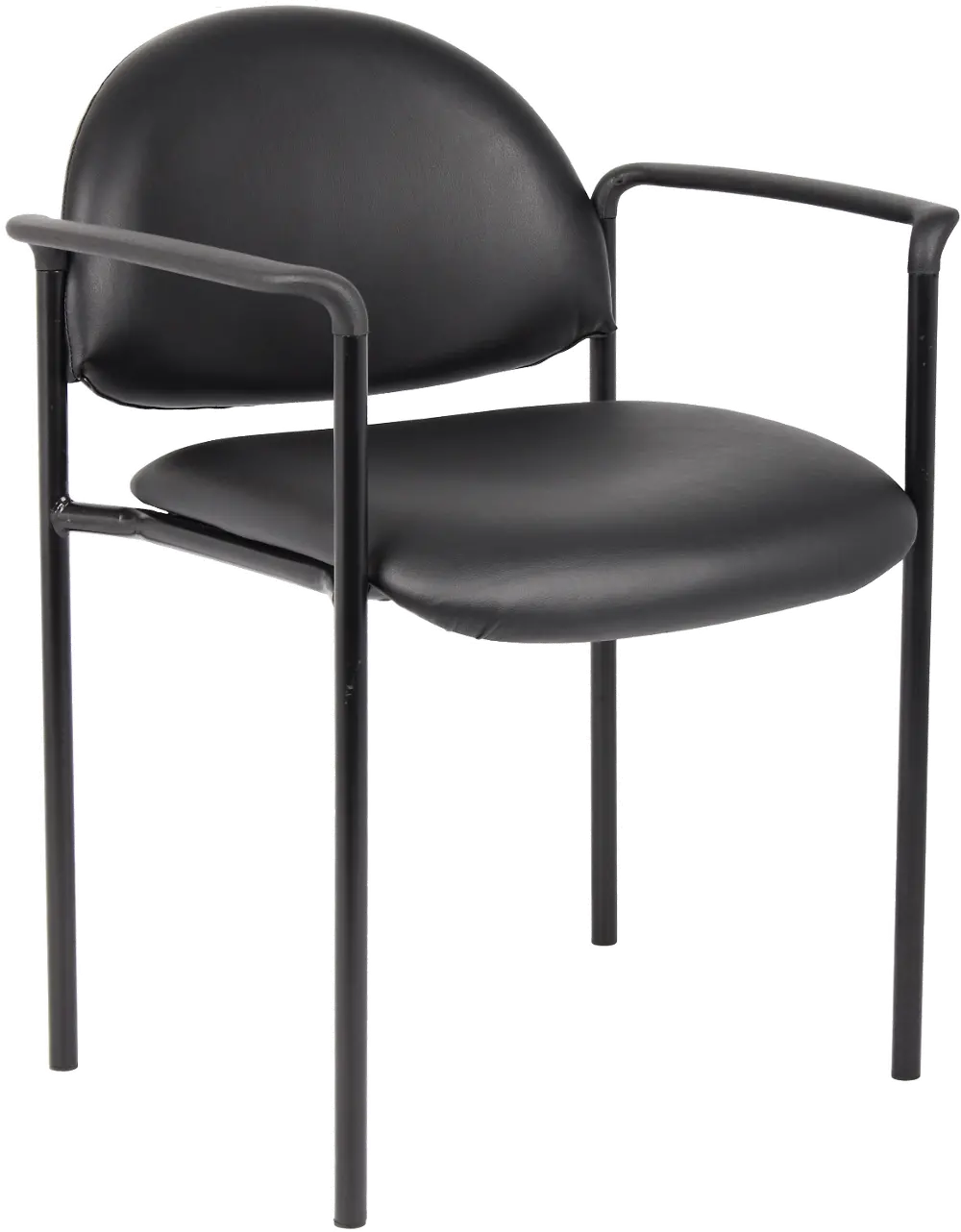 Boss Black Vinyl Stacking Chair With Arm-1