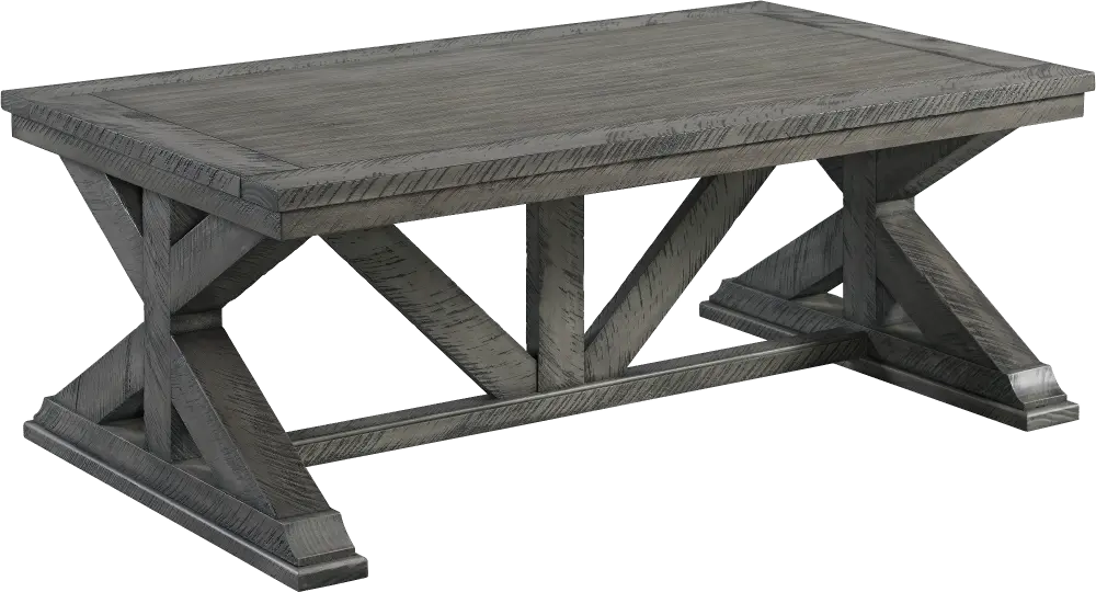 Trestle Nobel Gray Rustic Coffee Table-1