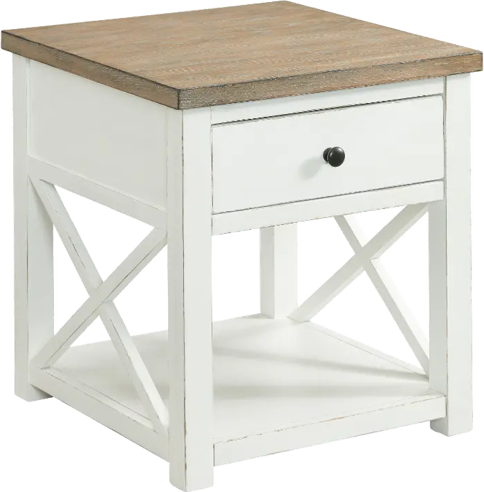Cottage White End Table - 40