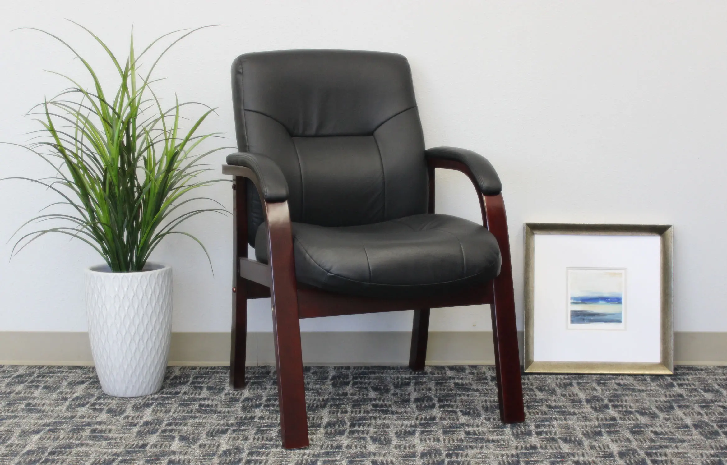 B8909 Boss Black Leather Executive Chair sku B8909