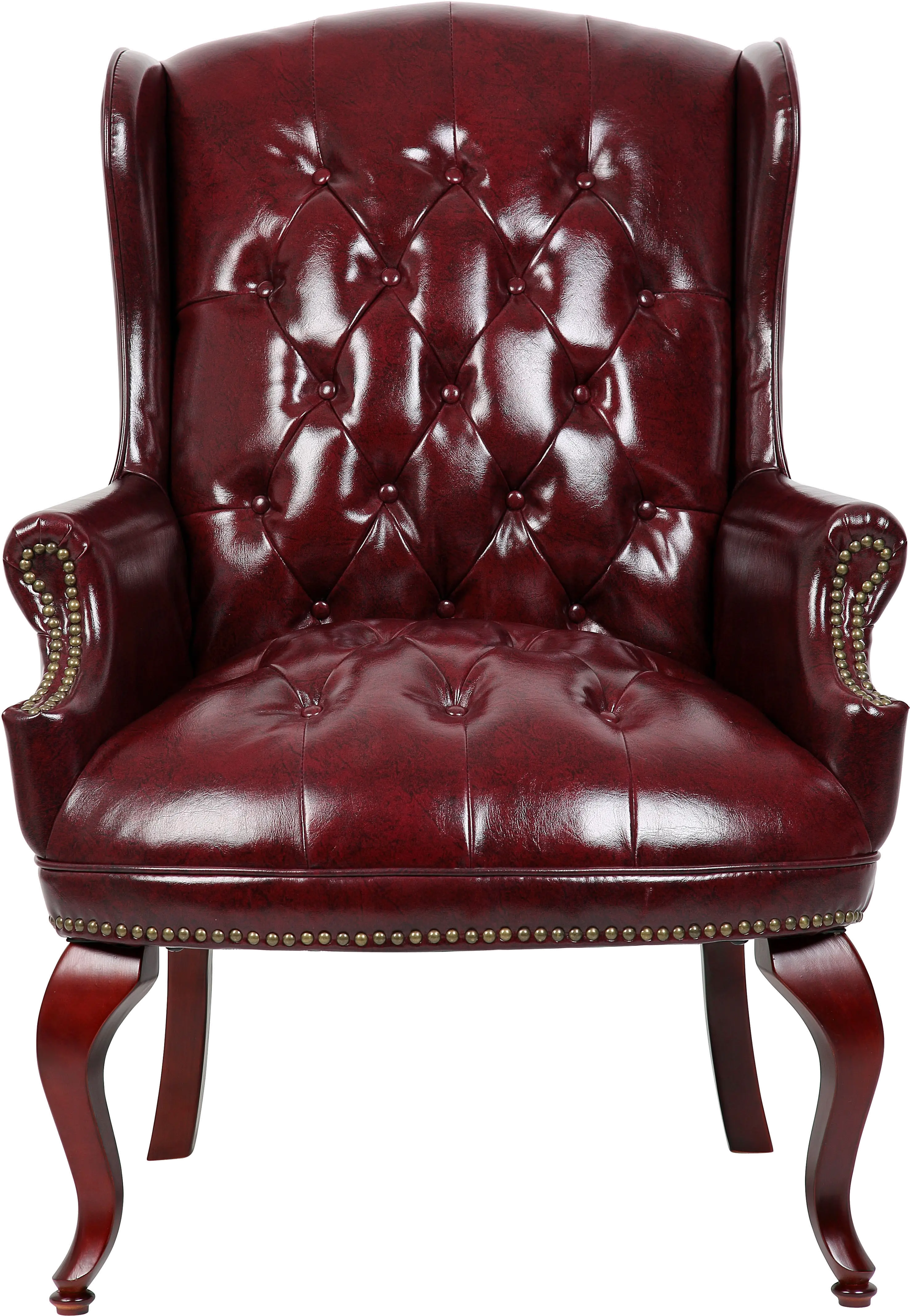 Boss Burgundy Wingback Guest Chair