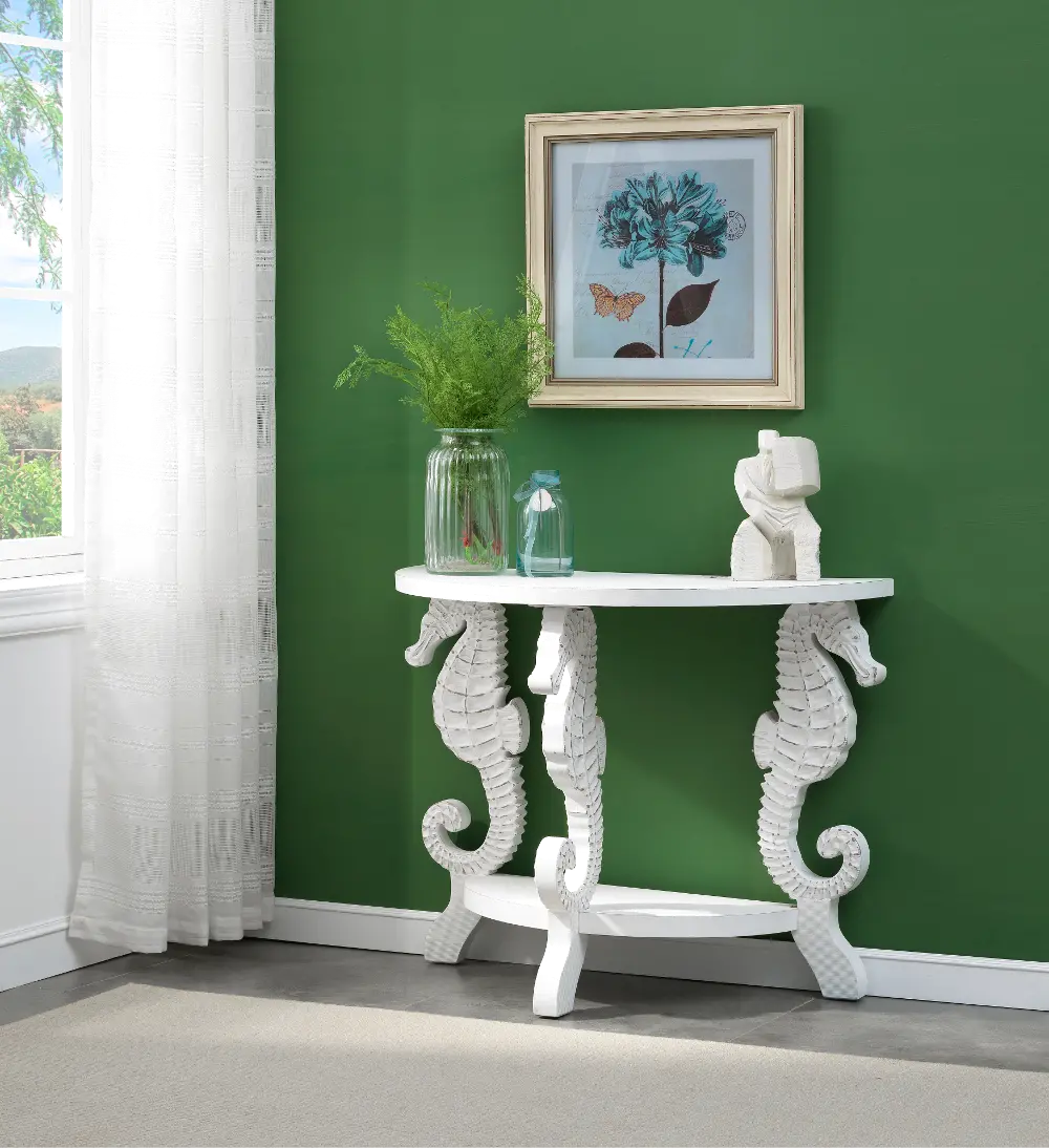 48137 Wonders Of The Sea White Console Table-1