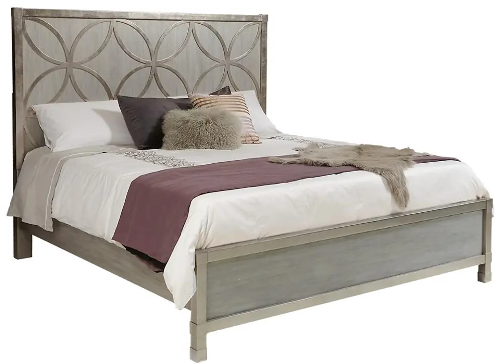 Modern Eclectic Contemporary Silver Leaf Queen Bed-1