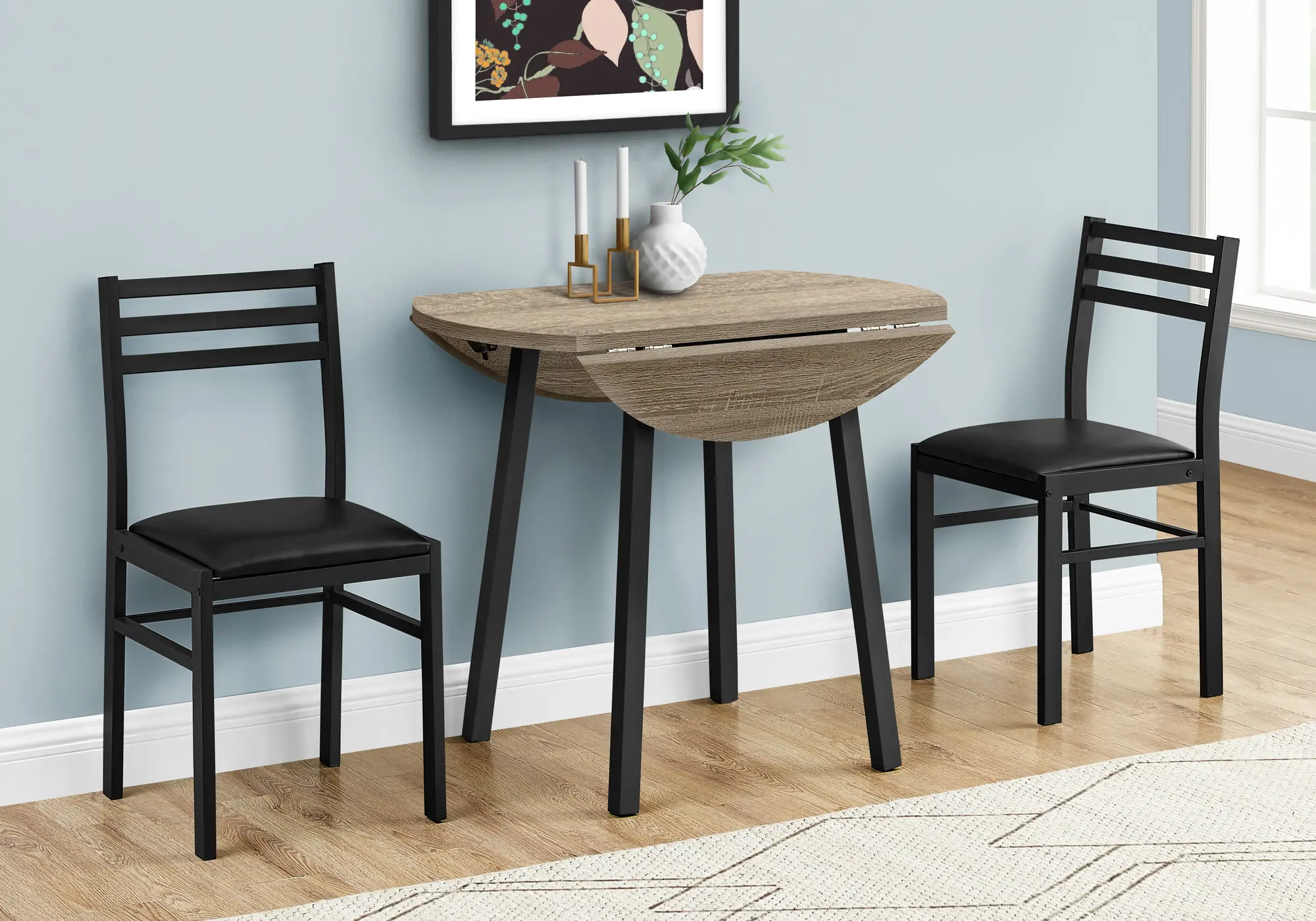 Photos - Corner Dining Set Monarch Specialties Taupe And Black 3 Piece Dining Room Set I 1003 