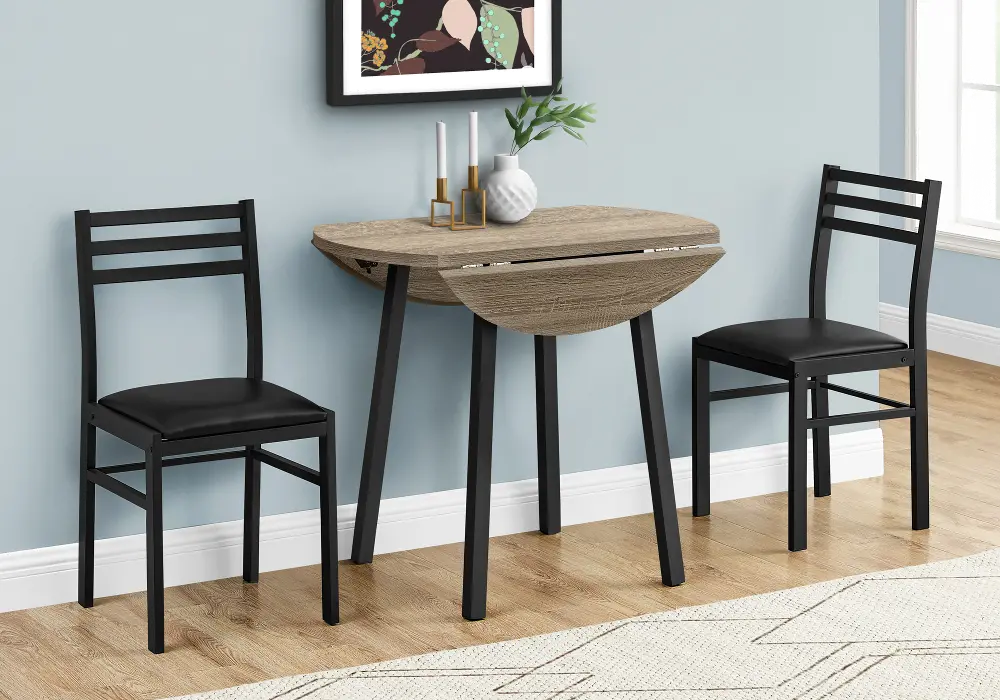 Taupe And Black 3 Piece Dining Room Set-1