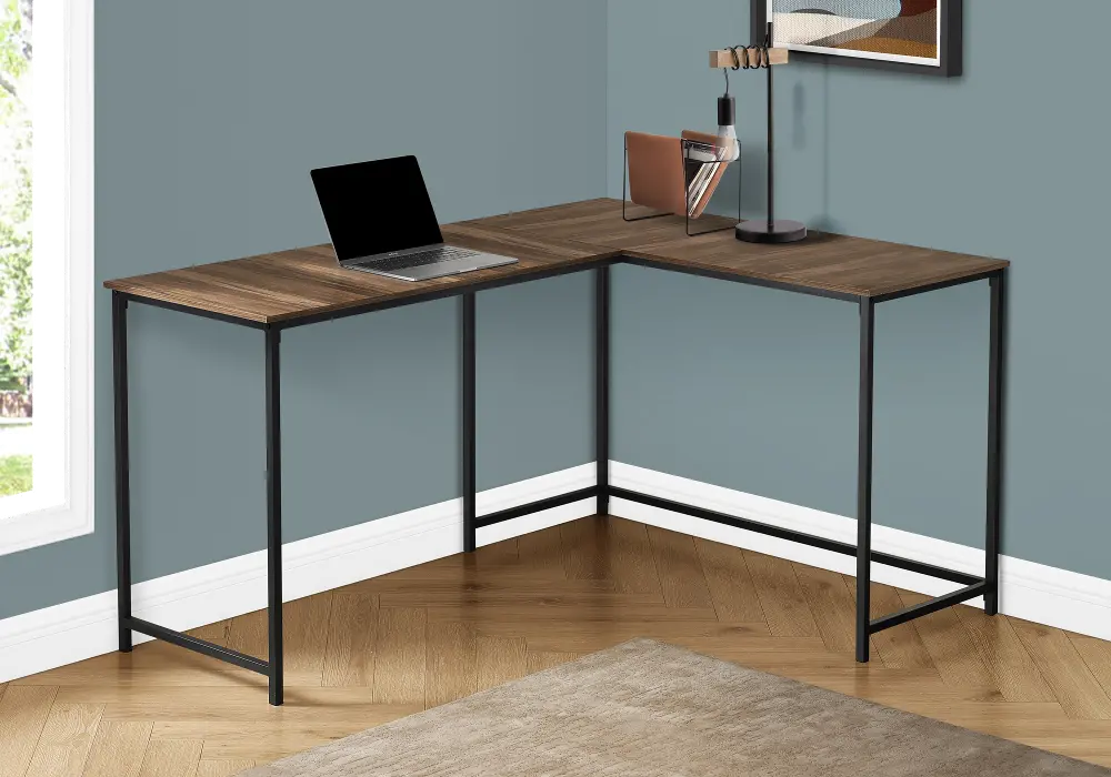 Lindzee Reclaimed Wood and Black L-shaped Desk-1