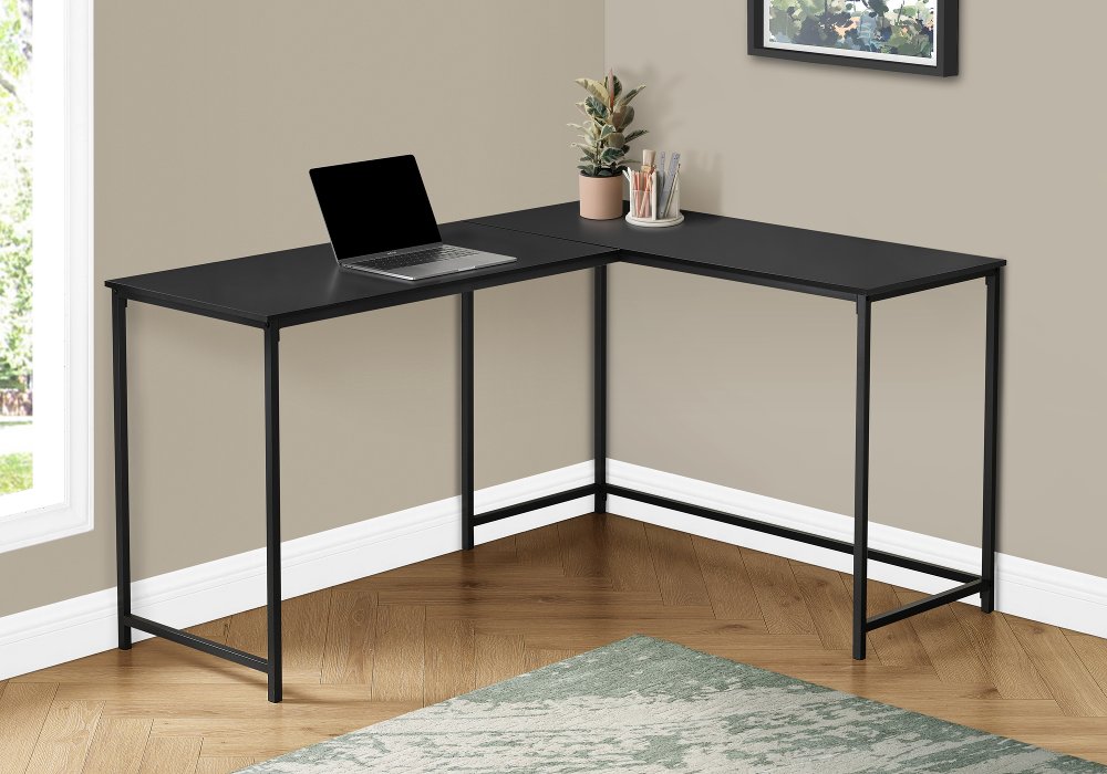 112323316 Lindzee Black L-Shaped Desk sku 112323316