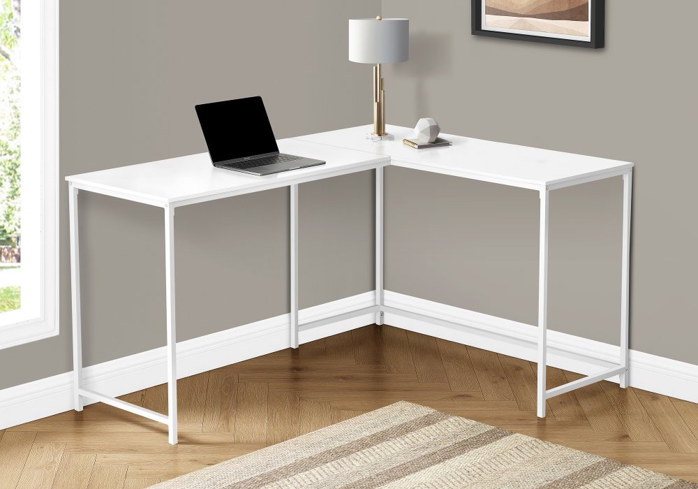 Minimal White L-Shaped Desk