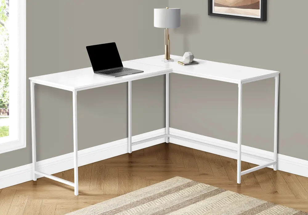 Minimal White L-Shaped Desk-1