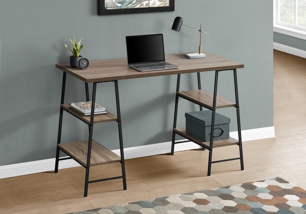 112323367 Industrial Taupe and Black Computer Desk sku 112323367