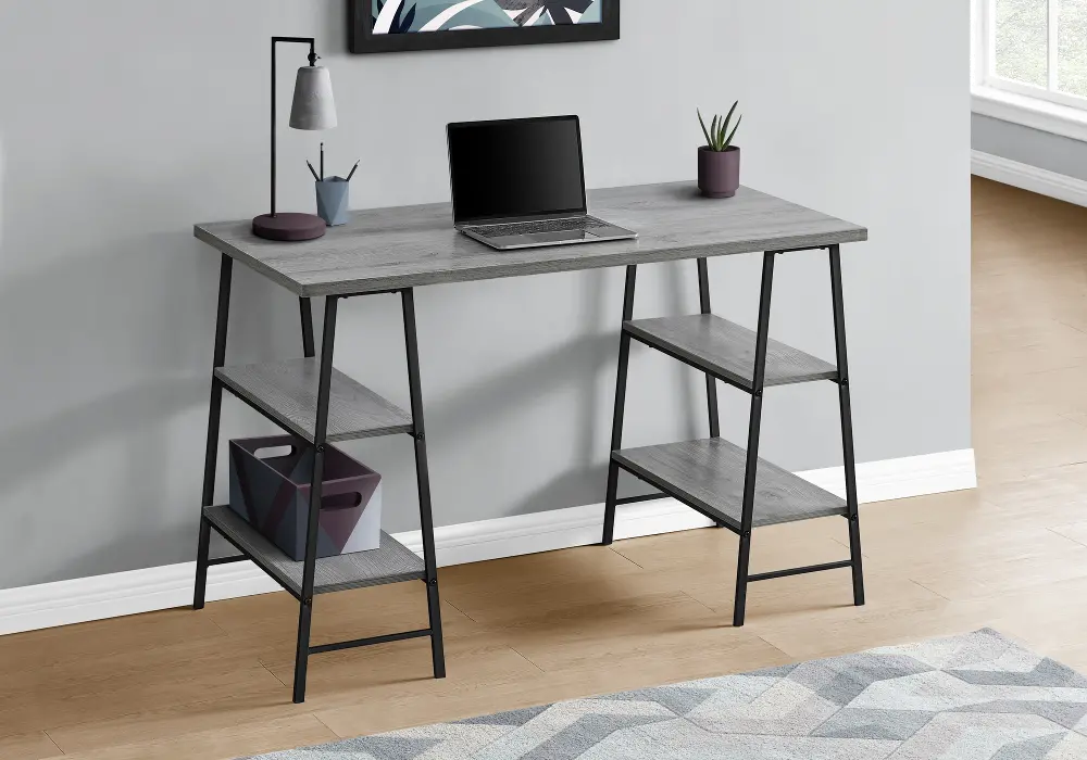 Industrial Gray and Black Computer Desk-1