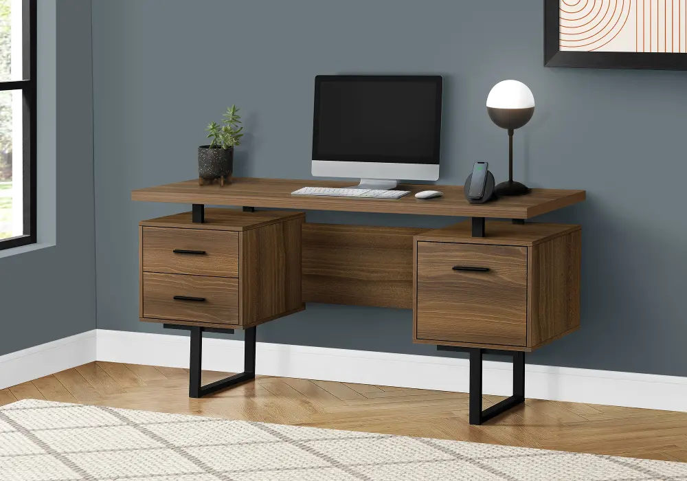 Walnut and Black Computer Desk-1
