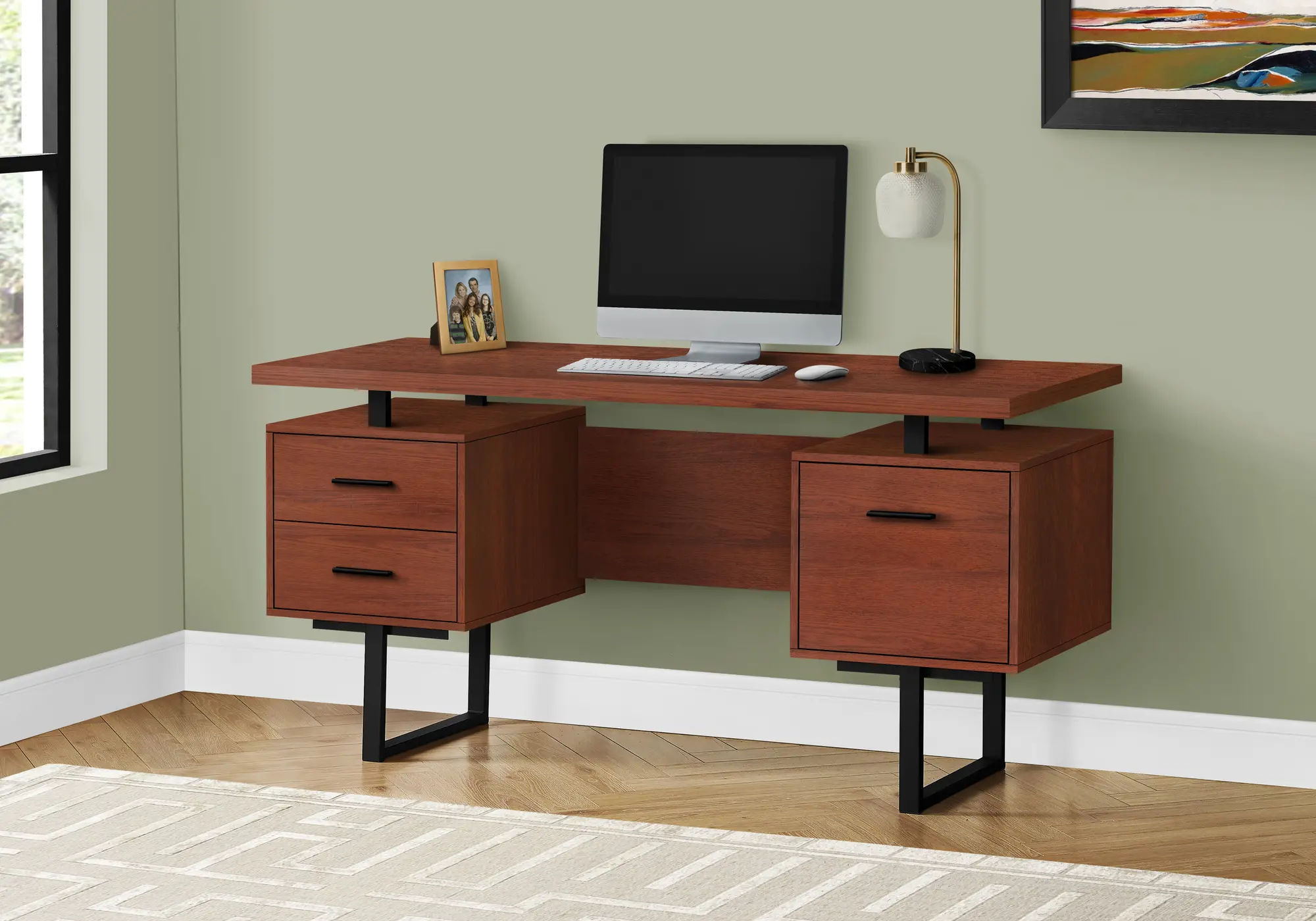 Cherry and Black Computer Desk