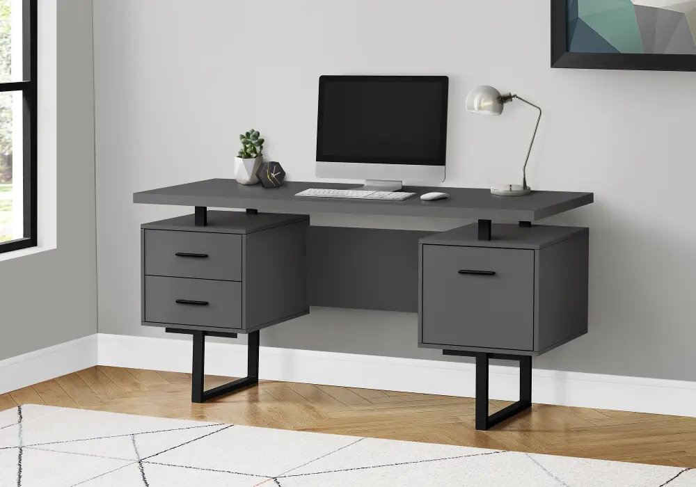 Gray and Black Computer Desk-1