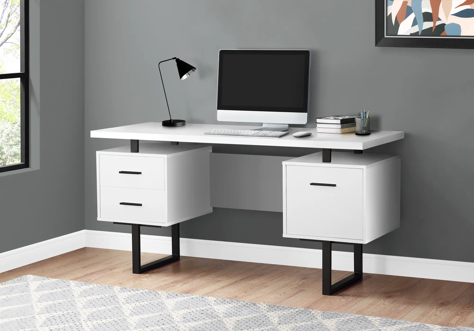 White and Black Computer Desk