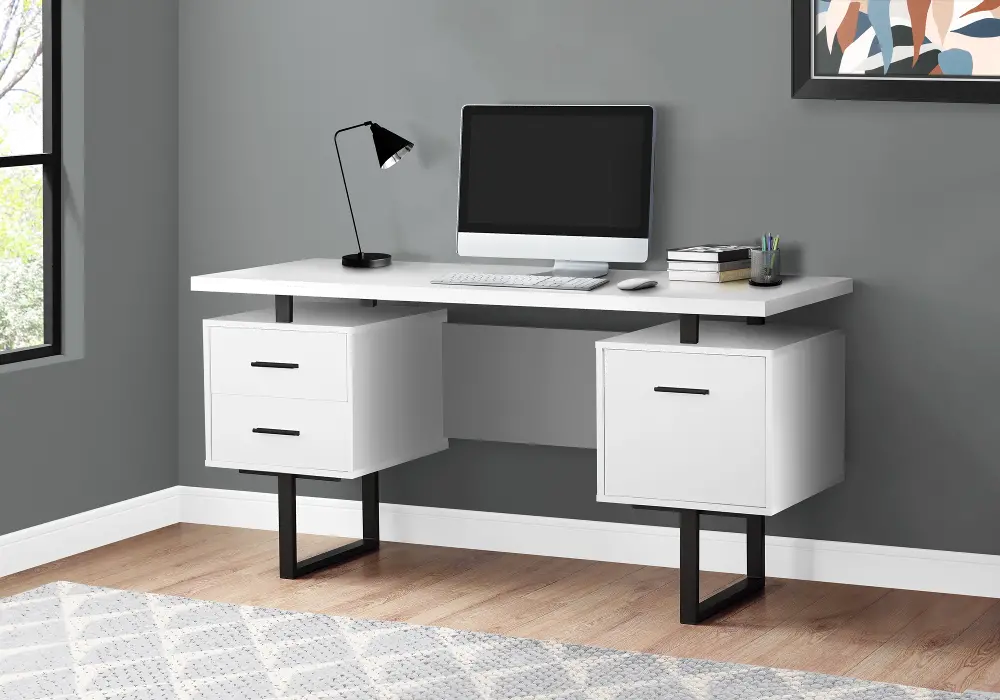 White and Black Computer Desk-1