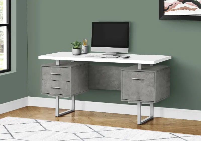 Concrete and White Computer Desk - I7633 | RC Willey