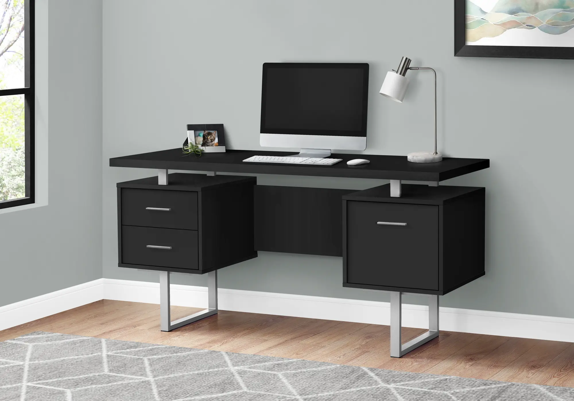 Black and Silver Computer Desk