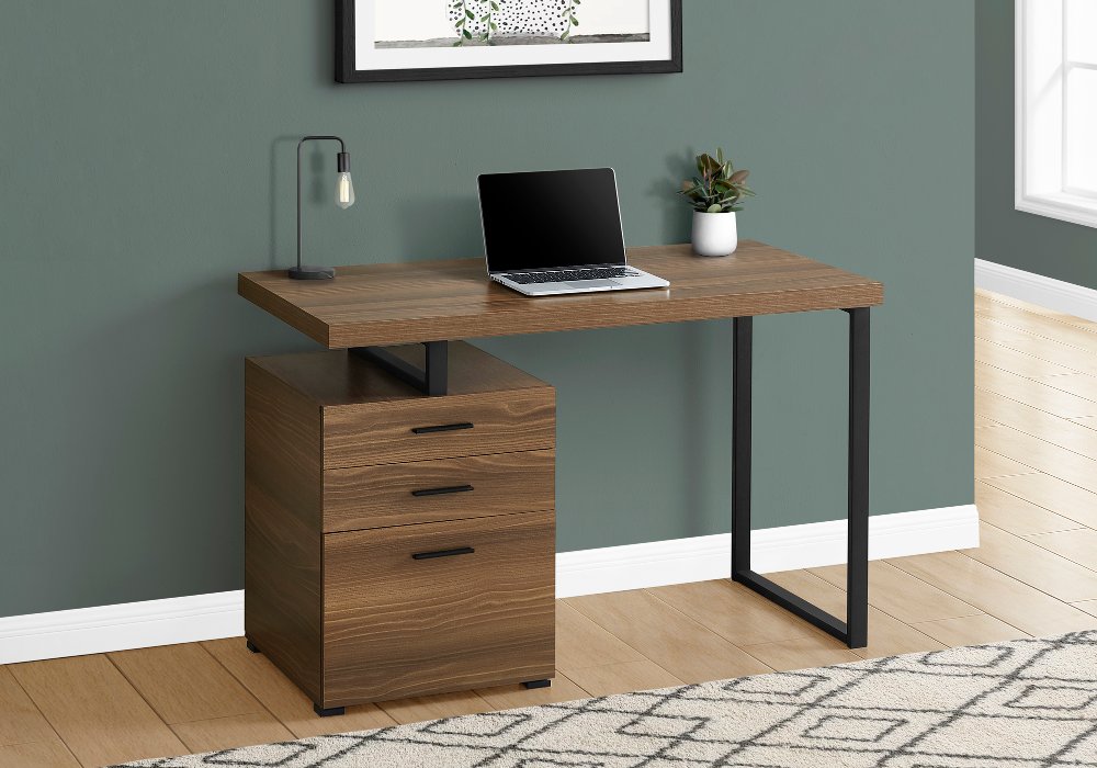 112323588 Walnut and Black Computer Desk sku 112323588