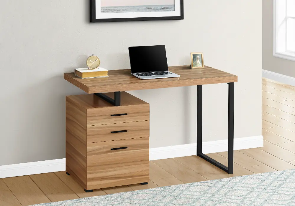 Reclaimed Wood and Black Computer Desk-1