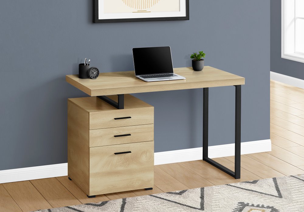 112325793 Natural and Black Computer Desk sku 112325793