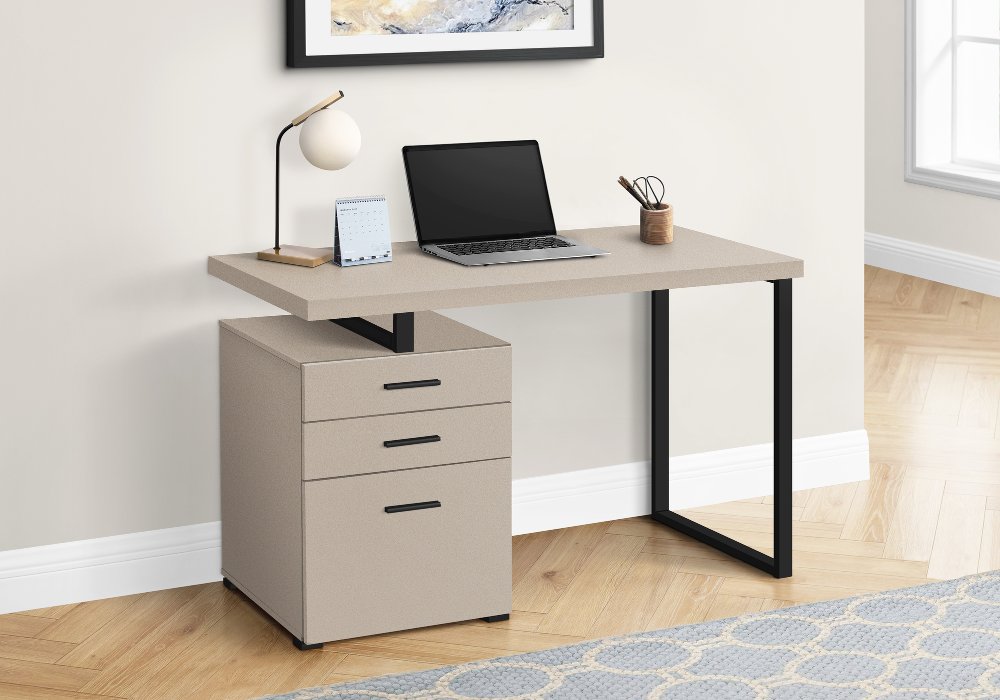 112325815 Taupe and Black Computer Desk sku 112325815