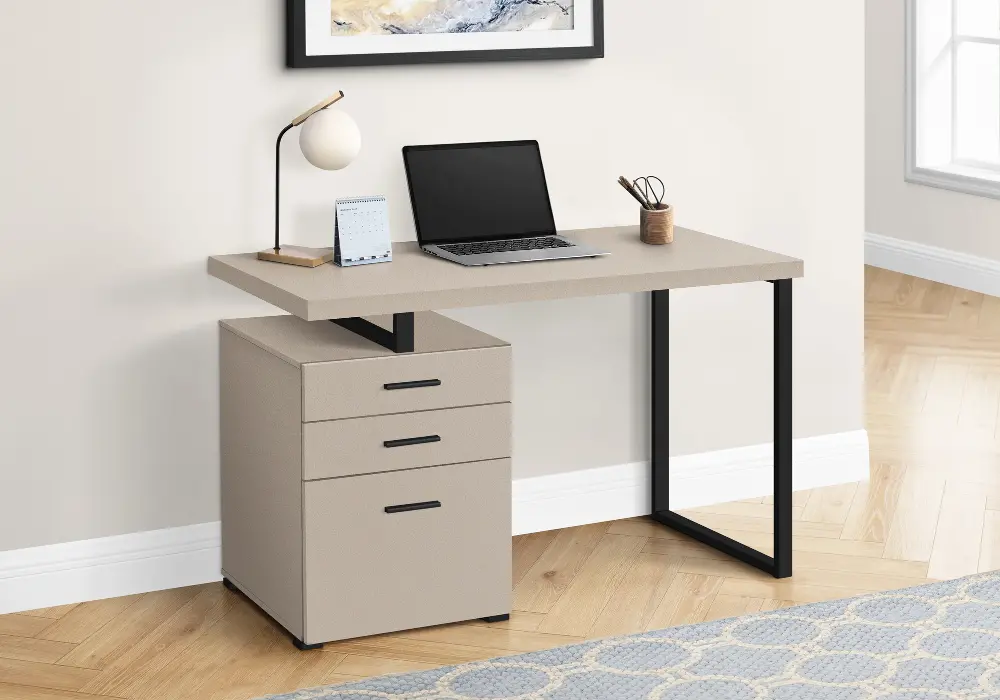 Taupe and Black Computer Desk-1
