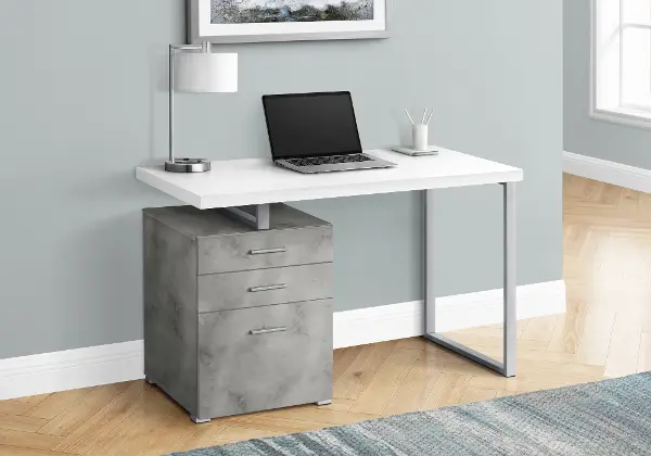 Concrete And White Computer Desk With File Cabinet Rc Willey Concrete And White Computer Desk With, White Office Desk With File Drawers