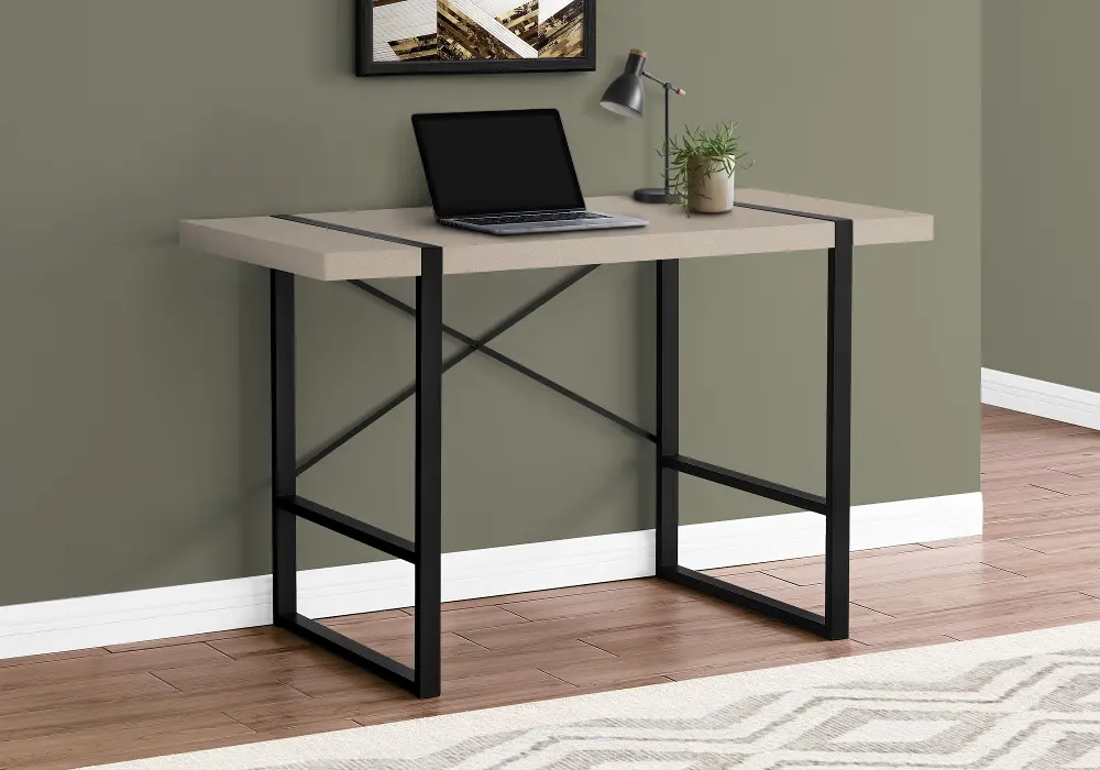 Taupe and Black Thick Panel Computer Desk-1