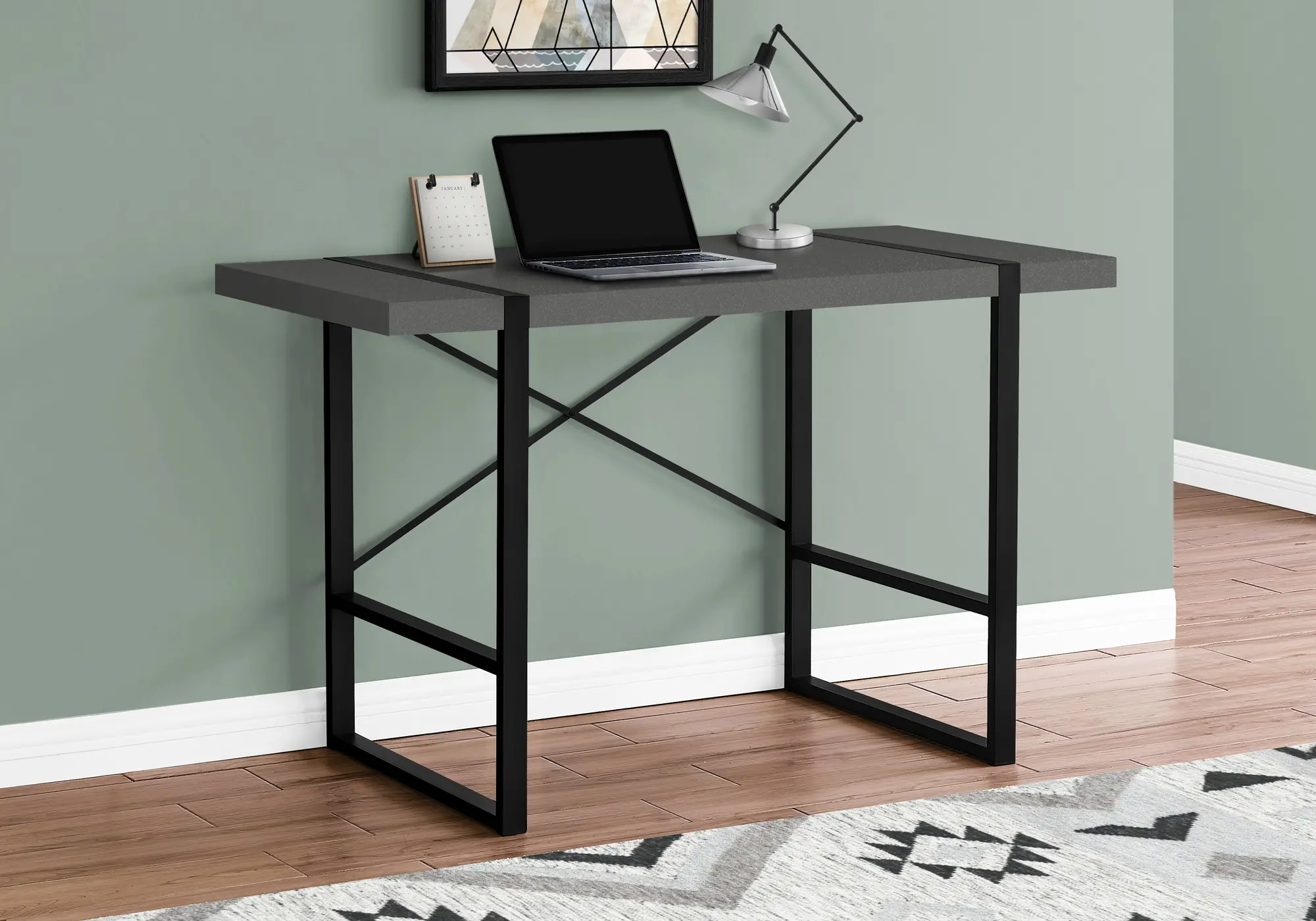 Photos - Office Desk Monarch Specialties Gray and Black Thick Panel Computer Desk I 7660 