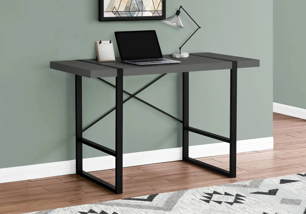 Gray and Black Thick Panel Computer Desk-1