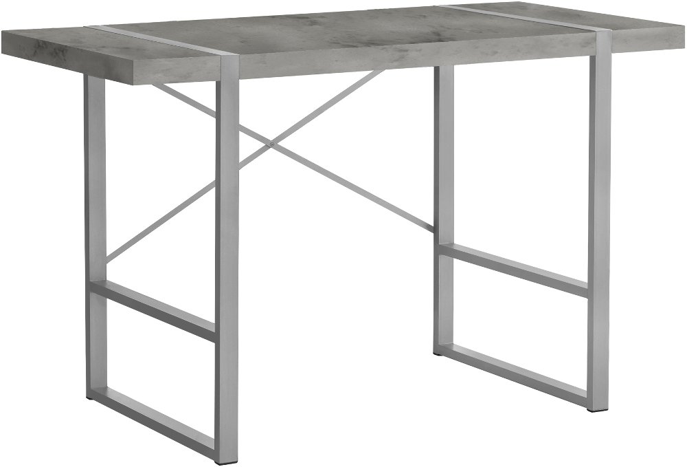 Concrete and Silver Thick Panel Computer Desk