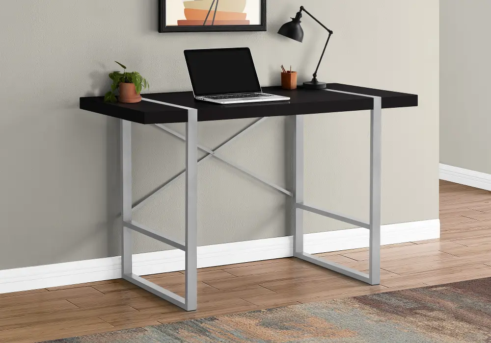 Black and Silver Computer Desk-1
