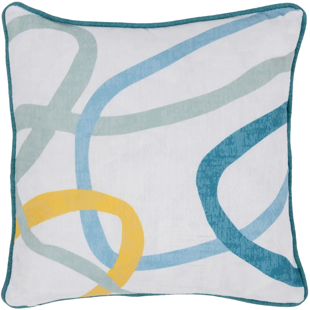 Blue and Multi Color Indoor-Outdoor Throw Pillow-1