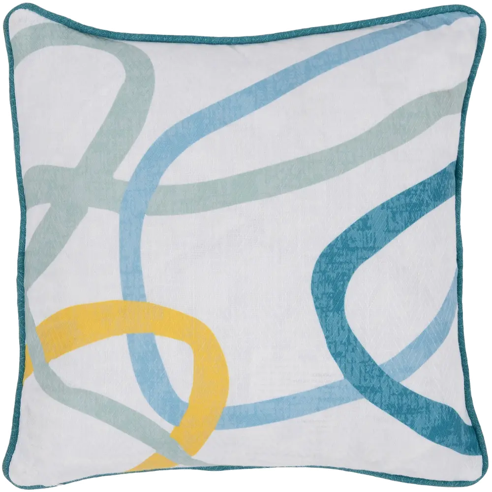 Blue and Multi Color Indoor-Outdoor Throw Pillow-1
