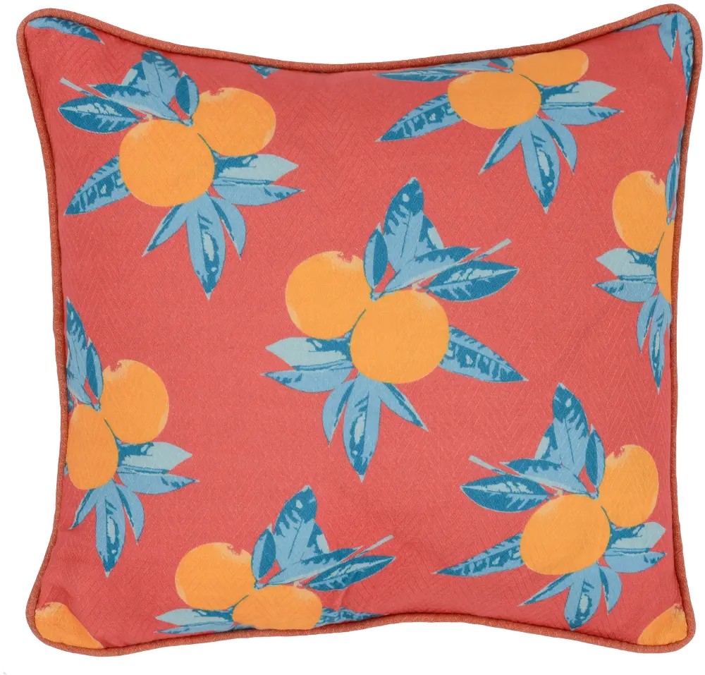 Orange Grove Red and Multi Color Indoor-Outdoor Throw Pillow-1