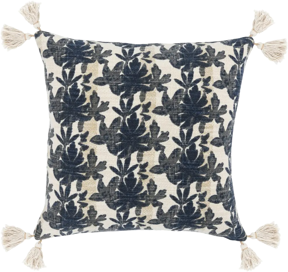 Blue Cordell Night Throw Pillow with Tassels-1