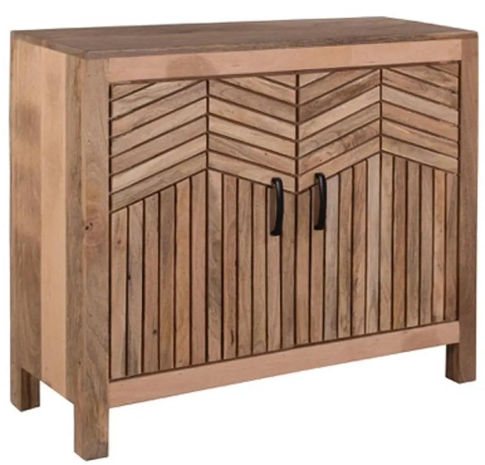 Natural Mango Wood Two Door Wood Accent Cabinet - Deltaville-1
