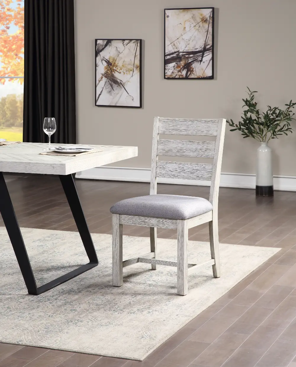48223 White Rub Dining Room Chair (Set of 2) - Aspen Court II-1