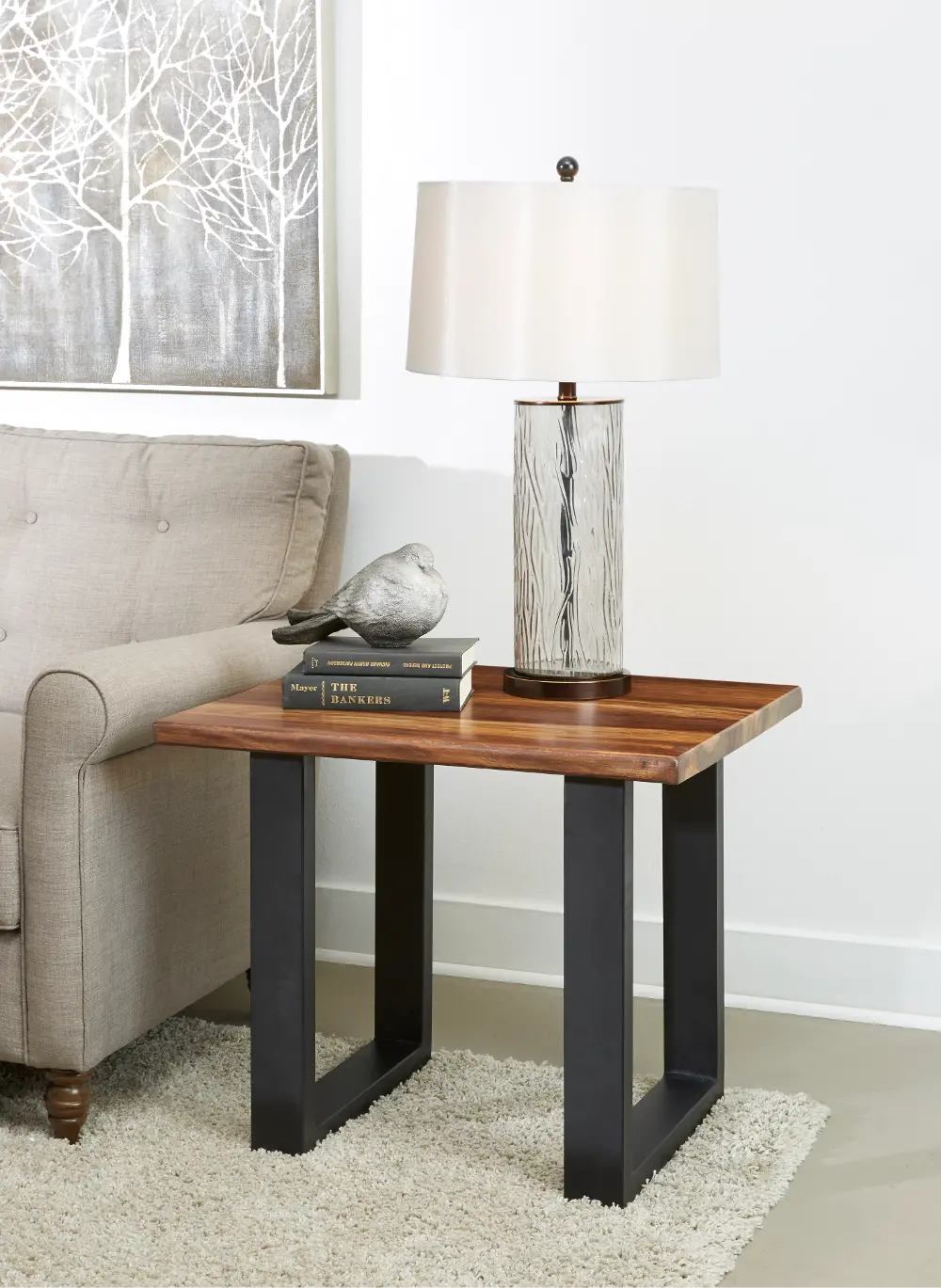 49527 Brownstone Black and Brown Live Edge End Table-1
