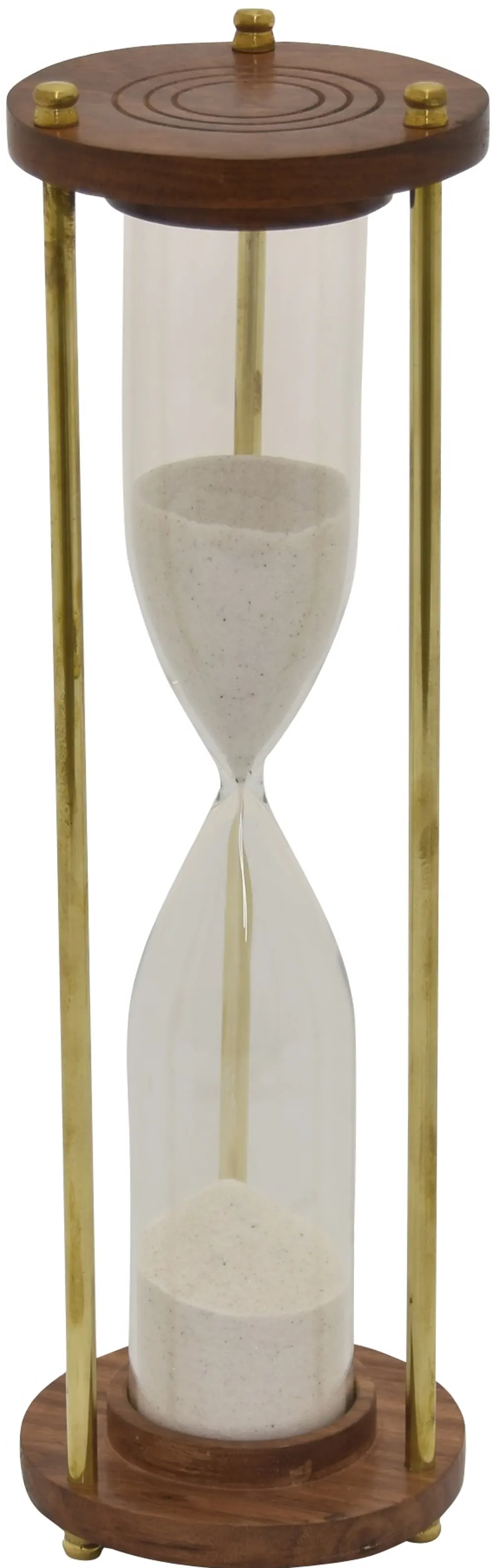 Wood and Sand Hourglass Timer with 3 Gold Bar Accents-1