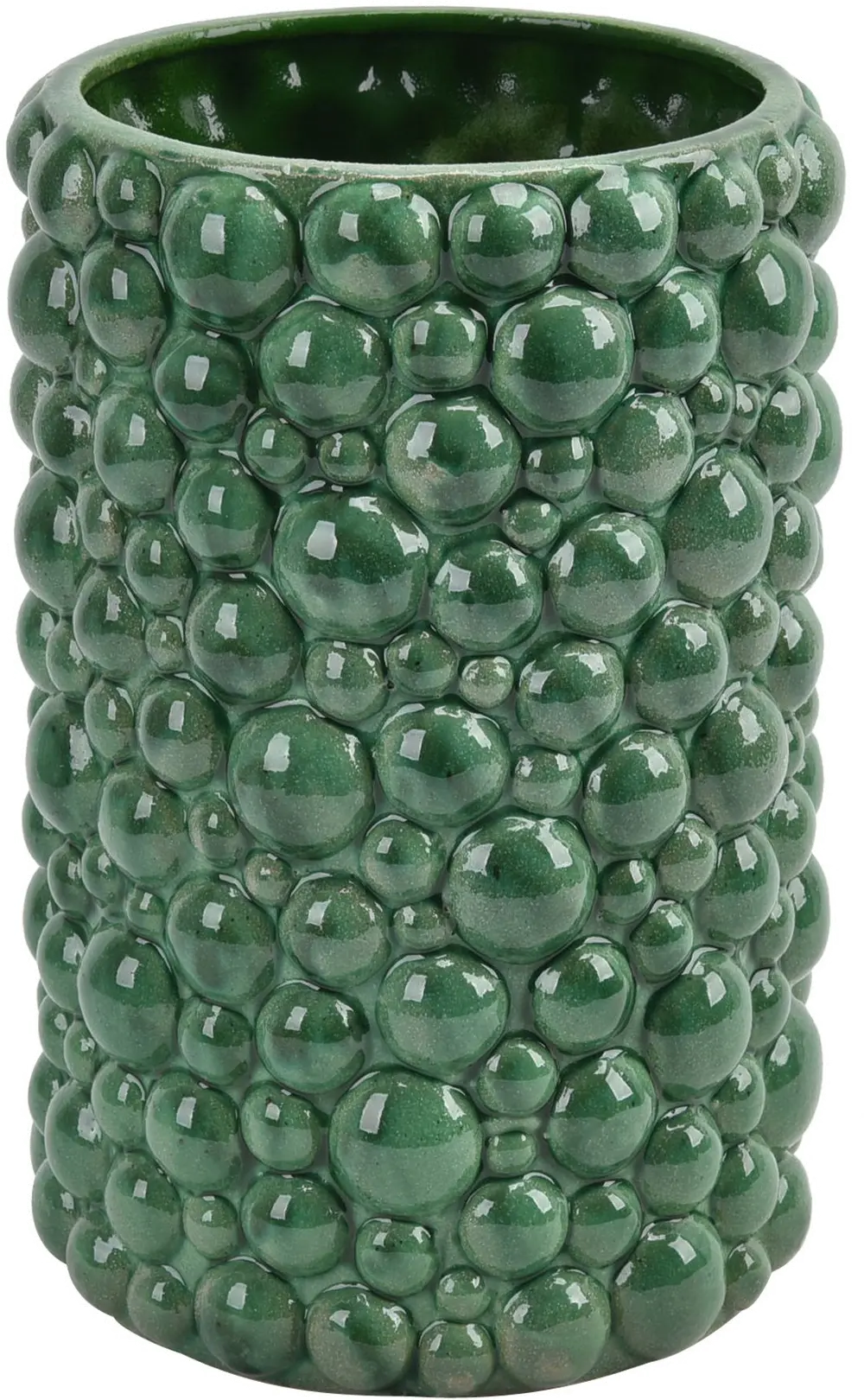 12 Inch Textured Green Glossy Vase-1