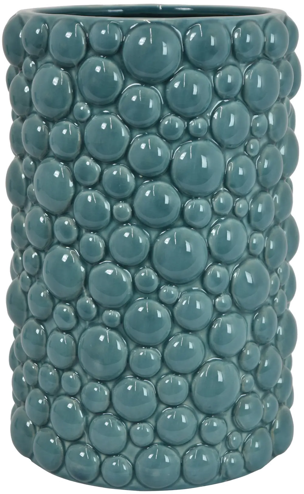 12 Inch Textured Blue and Glossy Vase-1